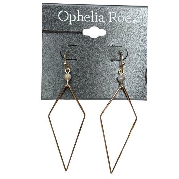 J31. OPHELIA ROE - Diamond Gold White Gray Bead Hook Earrings NEW - Picture 1 of 2